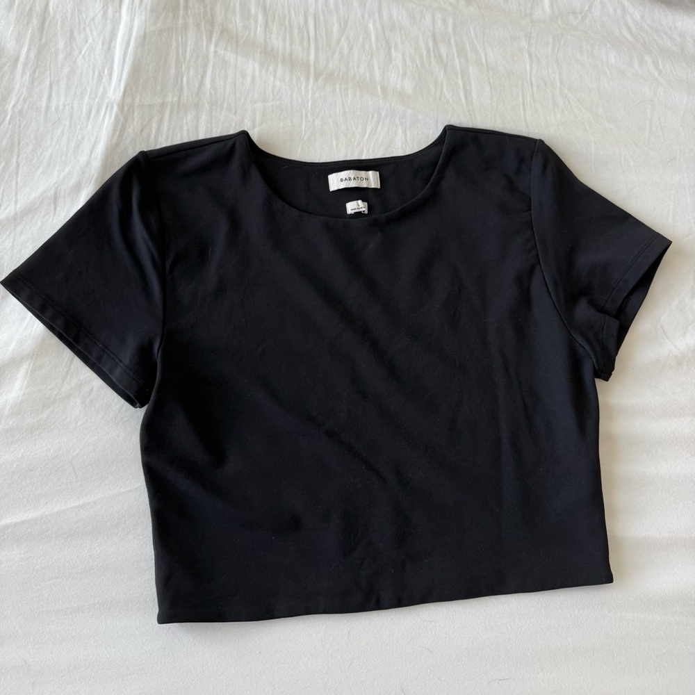Babaton Black Cropped Tee